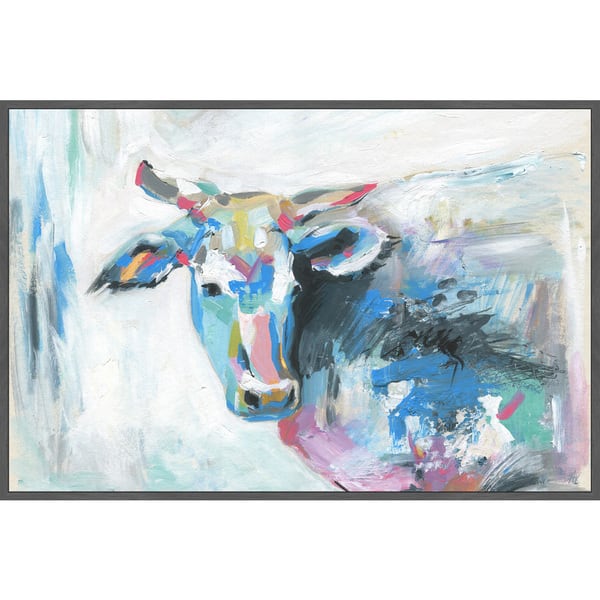 'Pastel Cow' Floater Framed Painting Print on Canvas - Bed Bath ...