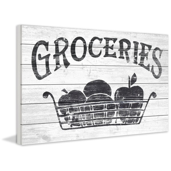 Marmont Hill - Handmade Groceries Here Painting Print on White Wood