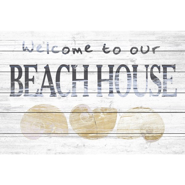 Marmont Hill - Handmade Shells at the Beach Painting Print on White Wood