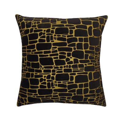 Edie At Home Precious Metals Digital Printed Faux Fur Pillow Black/Gold 20x20 Inch