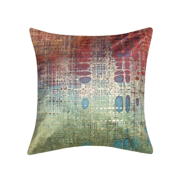 Edie At Home Precious Metals Verdigris Digital Printed Velvet Pillow Verdigris 20x20 Inch