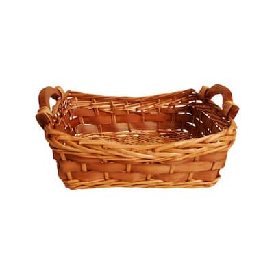 Wald Imports Brown Willow and Woodchip 12" Decorative Storage Basket
