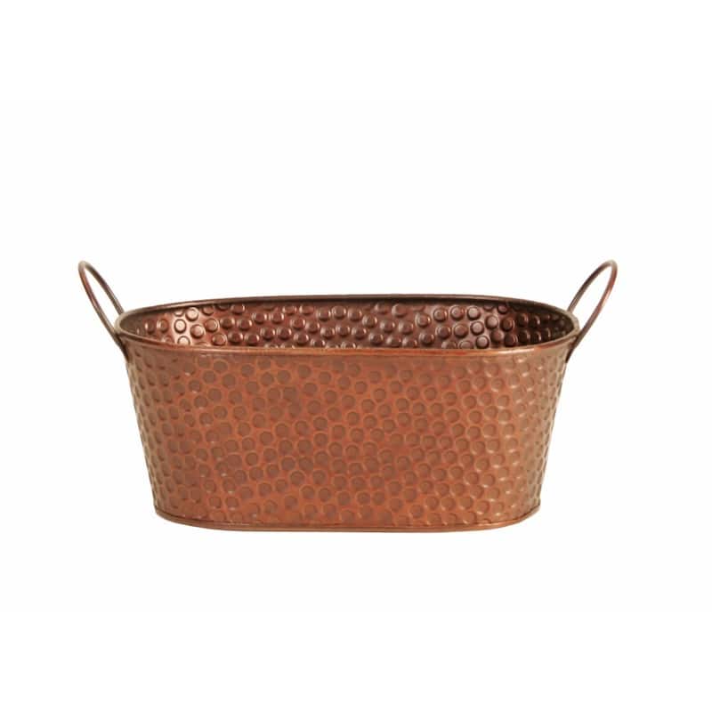 Wald Imports Copper Hammered Metal Double Beverage Bucket Pail Tub