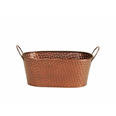 Wald Imports Copper Hammered Metal Double Beverage Bucket Pail Tub