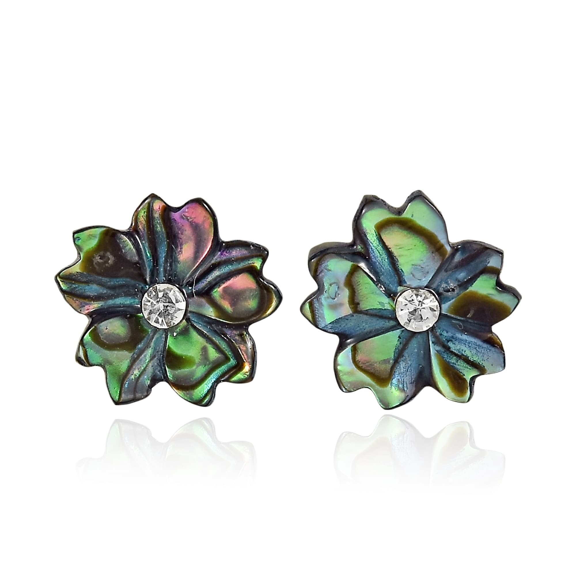 Shimmering Flower Shaped Abalone S Inlaid Crystal Stud Earrings Shimmering Flower Shaped Abalone S Inlaid Crystal Stud Earrings