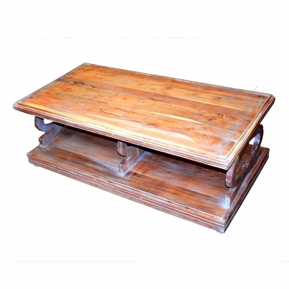 Antique Style Sturdy Wooden Coffee Table Brown Accuweather Shop