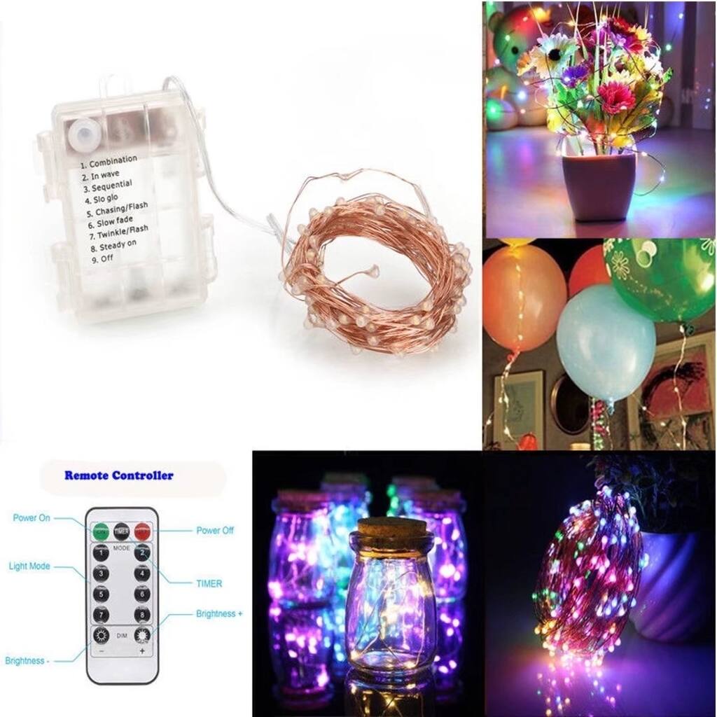 MultiColor 100 LED Copper Wire Dimmable Light String Remote Control