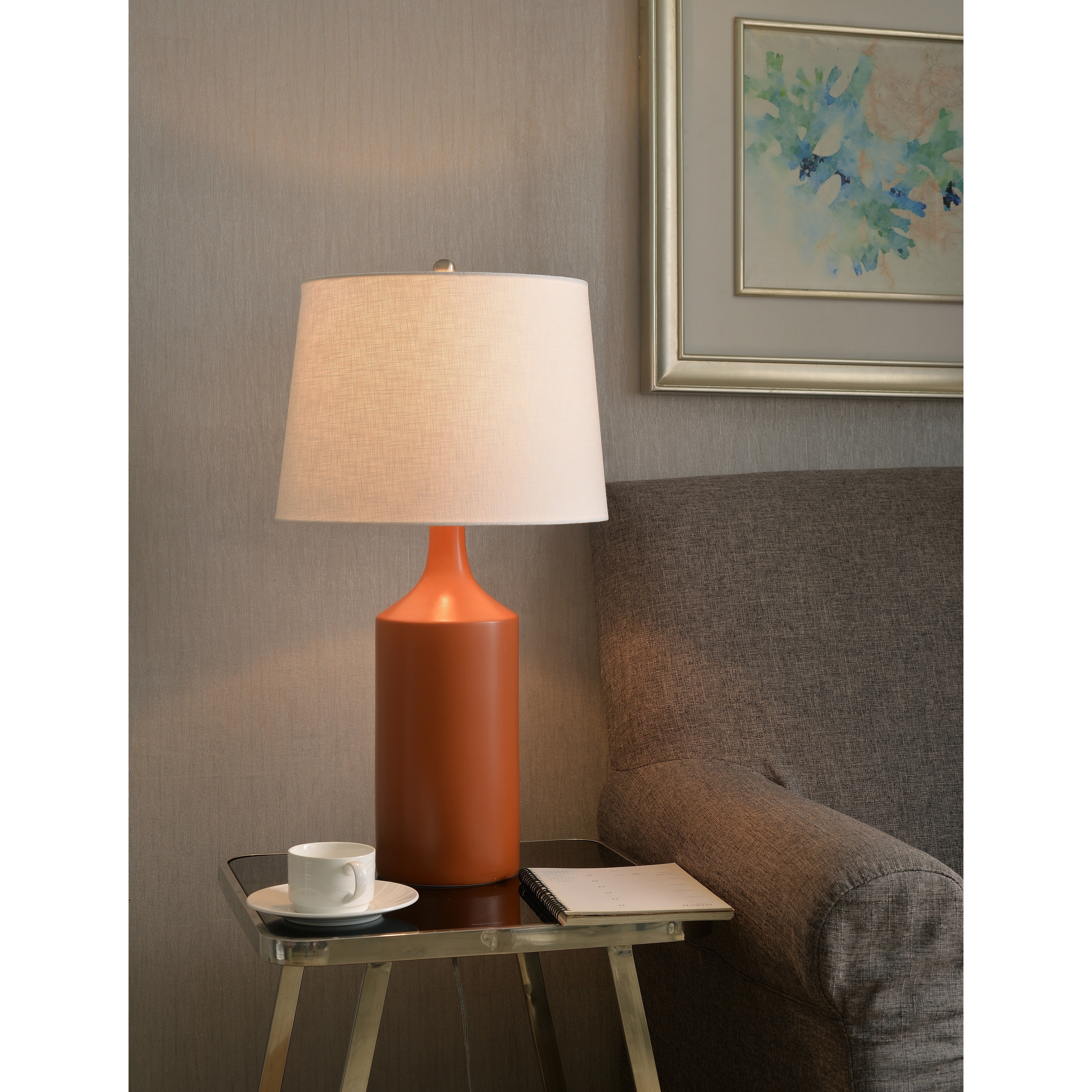 Shop Design Craft Kendall 25.5" Matte Orange Ceramic Table Lamp - On