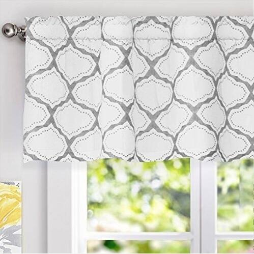 DriftAway Geo Trellis Window Curtain Valance - Grey