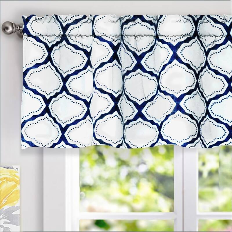 DriftAway Geo Trellis Window Curtain Valance - Navy