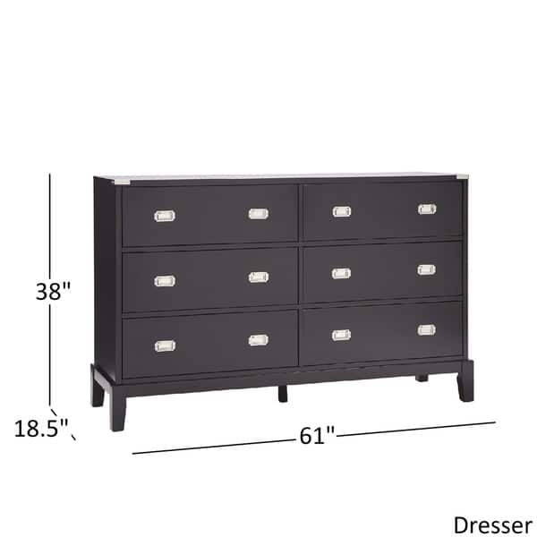 Shop Lonny 6 Drawer Black Wood Campaign Dresser And Mirror By