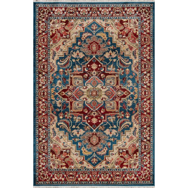 Momeni Lenox Le 01 Blue Red Ivory Area Rug 5 X 7 Free Momeni Lenox Le 01 Blue Red Ivory Area Rug 5 X27