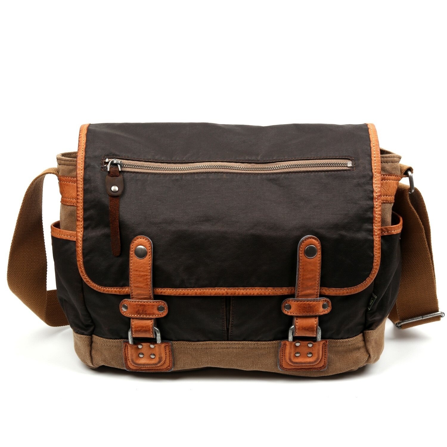 TSD Brand Tapa Two-Tone Canvas Messenger Bag Brown | eBay