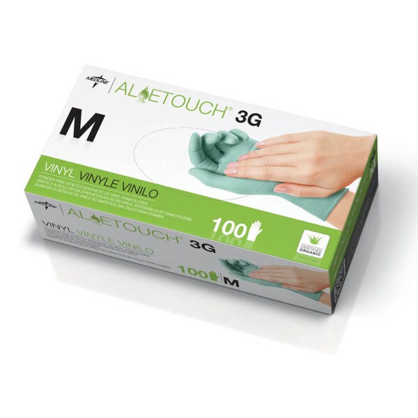Medline Aloetouch 3G PowderFree LatexFree Vinyl Exam Gloves Medium