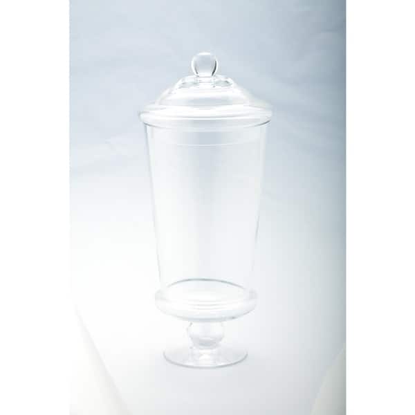 Large Glass Apothecary Candy Jar Footed Cylinder With Lid