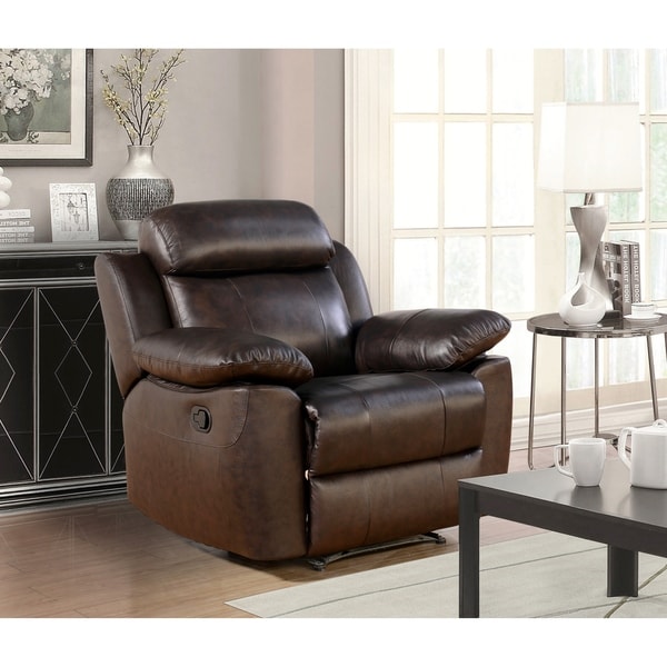 Shop Abbyson Braylen Brown Top Grain Leather Recliner On Sale Free