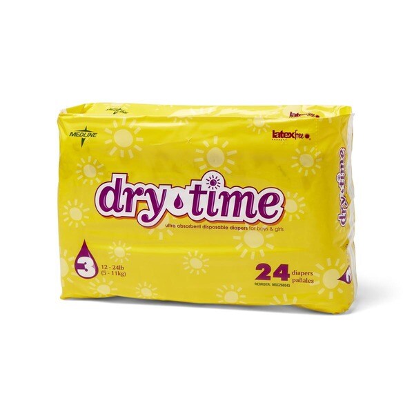 Shop Medline Dry Time Size 3 Disposable Baby Diapers (Case of 192