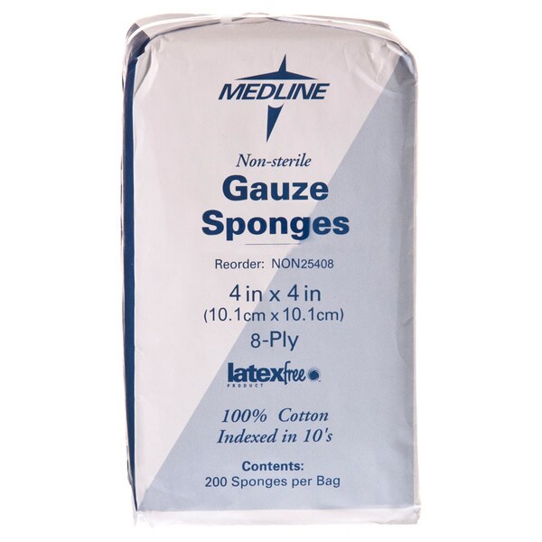 Shop Medline Gauze Sponge 4inch x 4inch 8Ply NonSterile (Pack of 4000) Free Shipping Today
