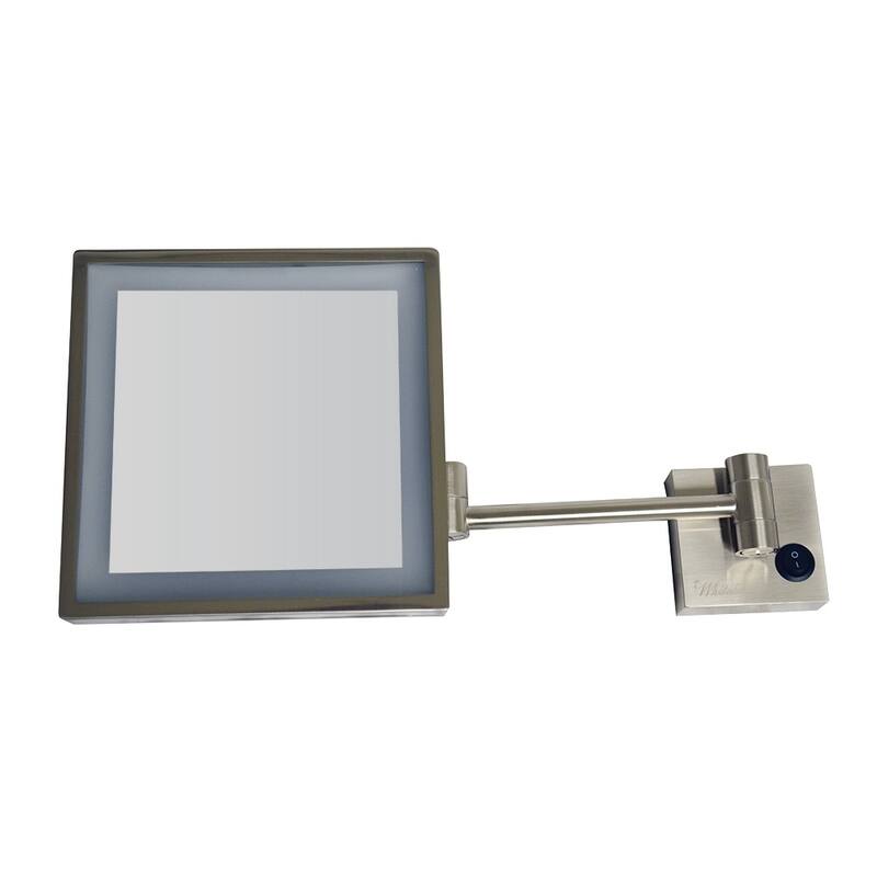 Whitehaus Collection Square Wall Mount Led 5X Magnified Mirror - Brushed - Metal