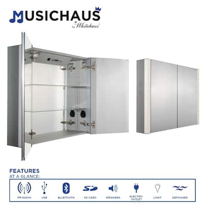 Whitehaus Collection Musichaus Medicine Cabinet with USB, SD Card, Bluetooth, FM radio, Speakers, Defogger, & Dimmer