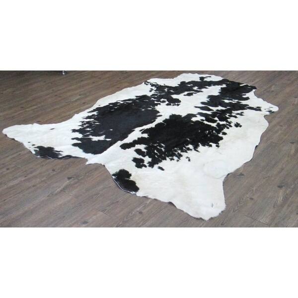 Solid Black/White Authentic Cowhide Hairon Cowhide Real Leather 5