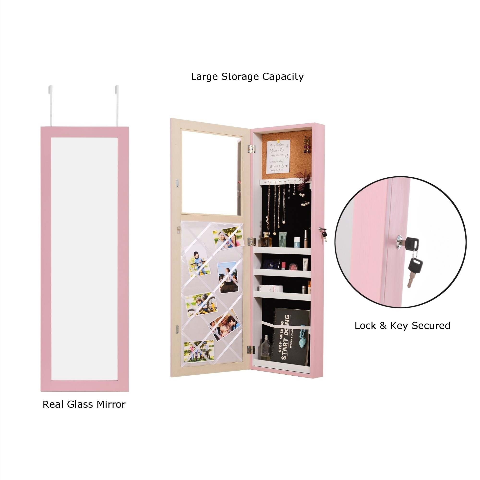 Shop Evania Over The Door Jewelry Armoire Makeup Organizer Mirror