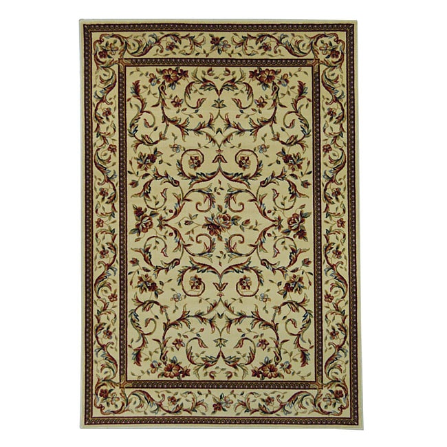 Lyndhurst Collection Traditional Ivory/ Ivory Rug (33 X 53) (IvoryPattern FloralMeasures 0.375 inch thickTip We recommend the use of a non skid pad to keep the rug in place on smooth surfaces.All rug sizes are approximate. Due to the difference of monit