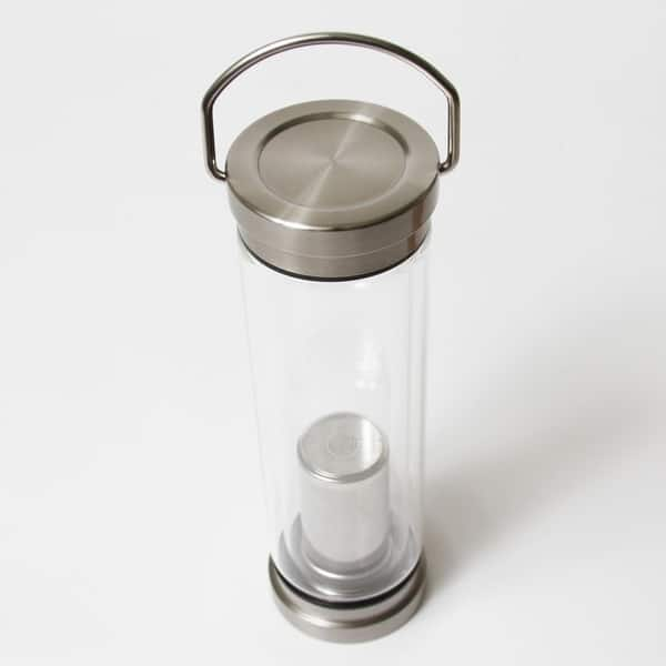 Glass Tea Infuser Stainless Steel Double Insulated Tumbler Water Bottle  10oz