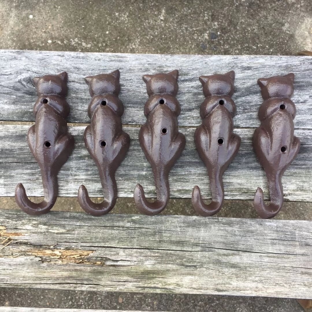 Antique Style Rustic Cast Iron 7/" x 5/" Hall Tree Coat Hat Hook