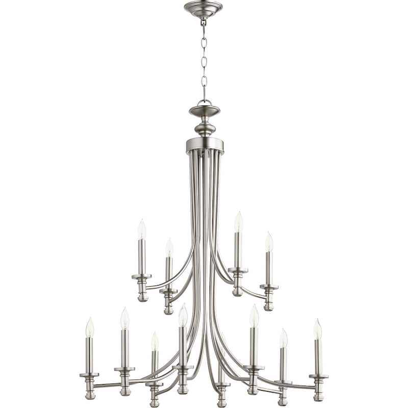 Rossington 12-light Chandelier - Nickel Finish/Satin