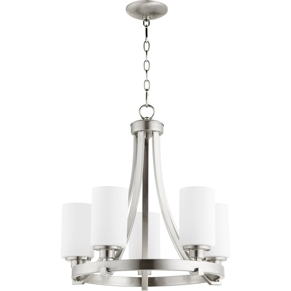 Transitional Silver 5 Light Chandelier | Contemporary Round Transitional Silver 5 Light Chandelier | Contemporary Round