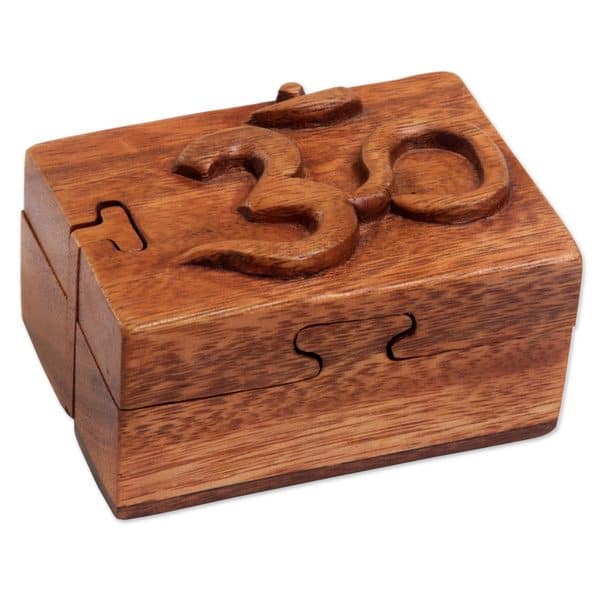 Handmade Wood Puzzle Box, 'Om Protector' (Indonesia) - Bed Bath & Beyond -  19384156