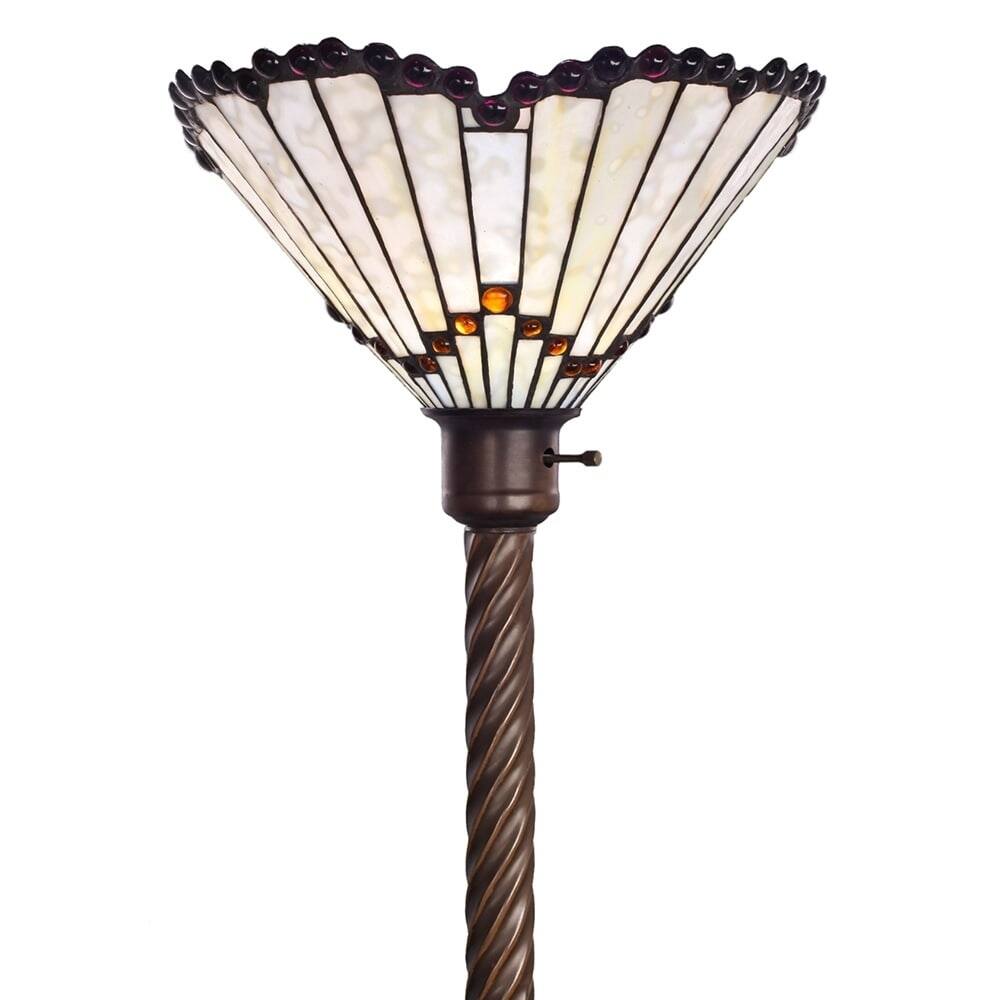 Tiffany-style White Jewel Torchiere