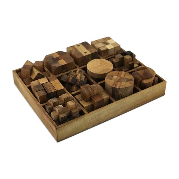 Shop Wood Puzzle Set With Box, 'Array Of Challenges' (Set ...