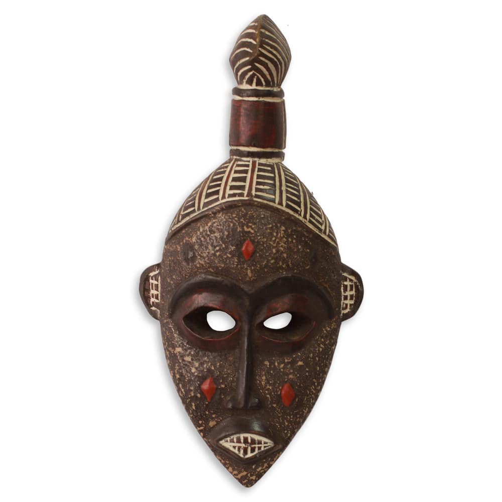 Handmade Ghanaian Wood Mask, 'Good Luck' (Ghana)