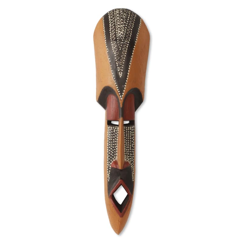 Handmade African Mask, 'Akan Friend' (Ghana)