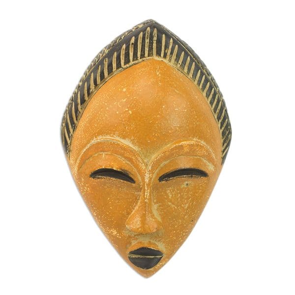 Handmade Orange Adesewa Wood Mask Ghana Overstock 19384219