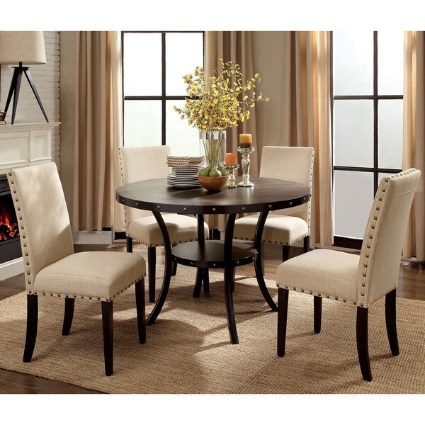 Shop Furniture of America Simmerton Industrial Walnut 80-piece Round ...