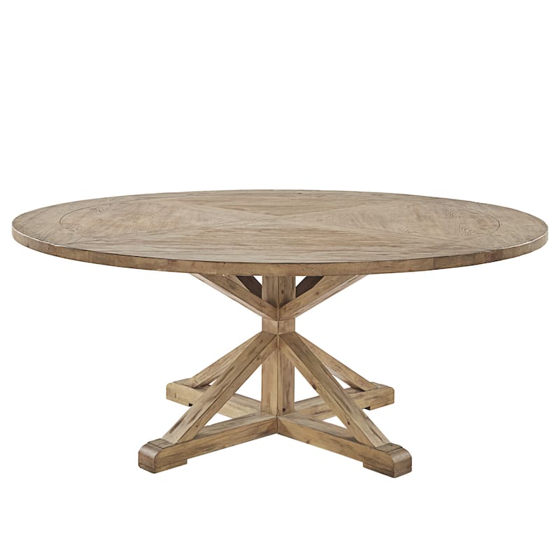 Sabera Shabby Chic Round X-Base 7-piece Dining Set - French Ladder Back by iNSPIRE Q Classic