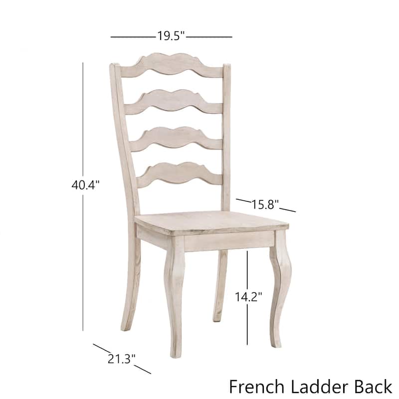 Sabera Shabby Chic Round X-Base 7-piece Dining Set - French Ladder Back by iNSPIRE Q Classic