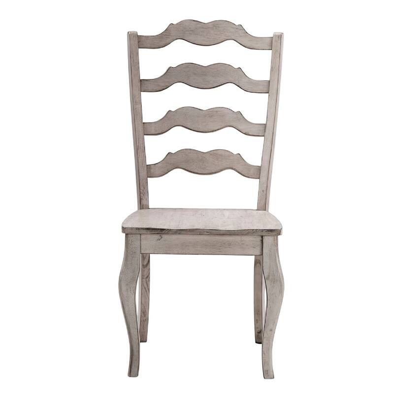 Sabera Shabby Chic Round X-Base 7-piece Dining Set - French Ladder Back by iNSPIRE Q Classic