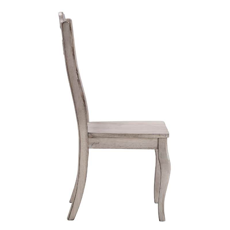 Sabera Shabby Chic Round X-Base 7-piece Dining Set - French Ladder Back by iNSPIRE Q Classic