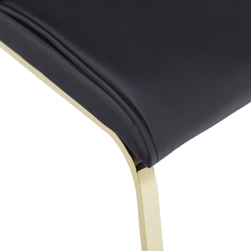 Simple Uptown Glam Gold Faux Leather Parsons Chairs (Set of 2)