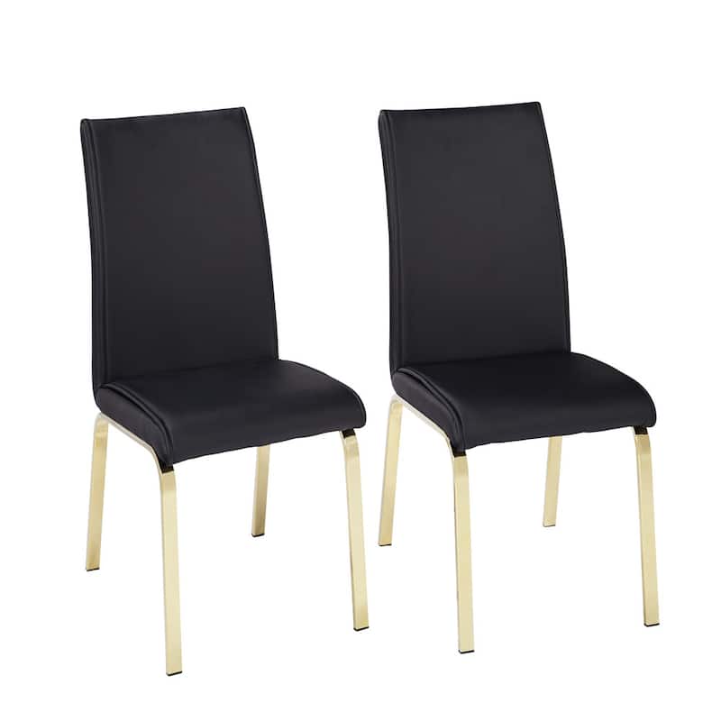 Simple Uptown Glam Gold Faux Leather Parsons Chairs (Set of 2)