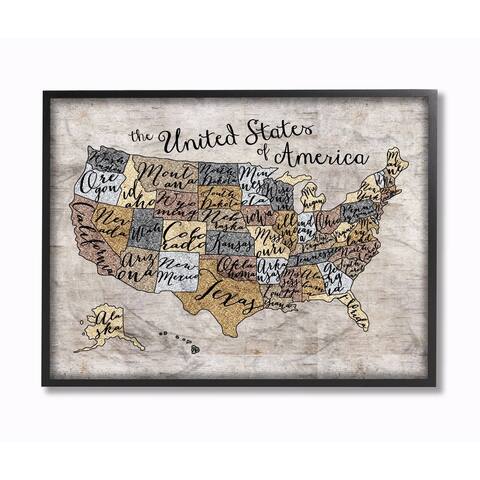 Stupell Industries United States Map Art Wall Art