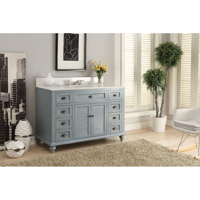 49" Glennville Bathroom Sink Vanity w/ Matching BS - Blue