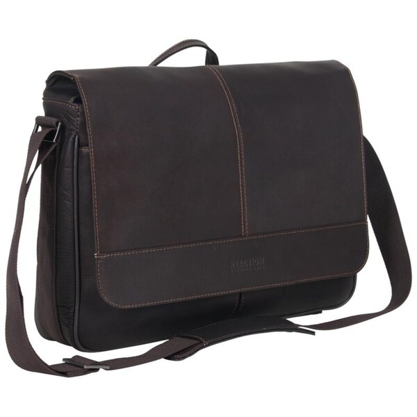 kenneth cole colombian leather flapover messenger bag