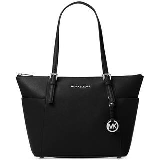 Leather Tote Bags Online At Our Best By Michael Kors Jet Set East West Top Zip Large Tote Black Silver