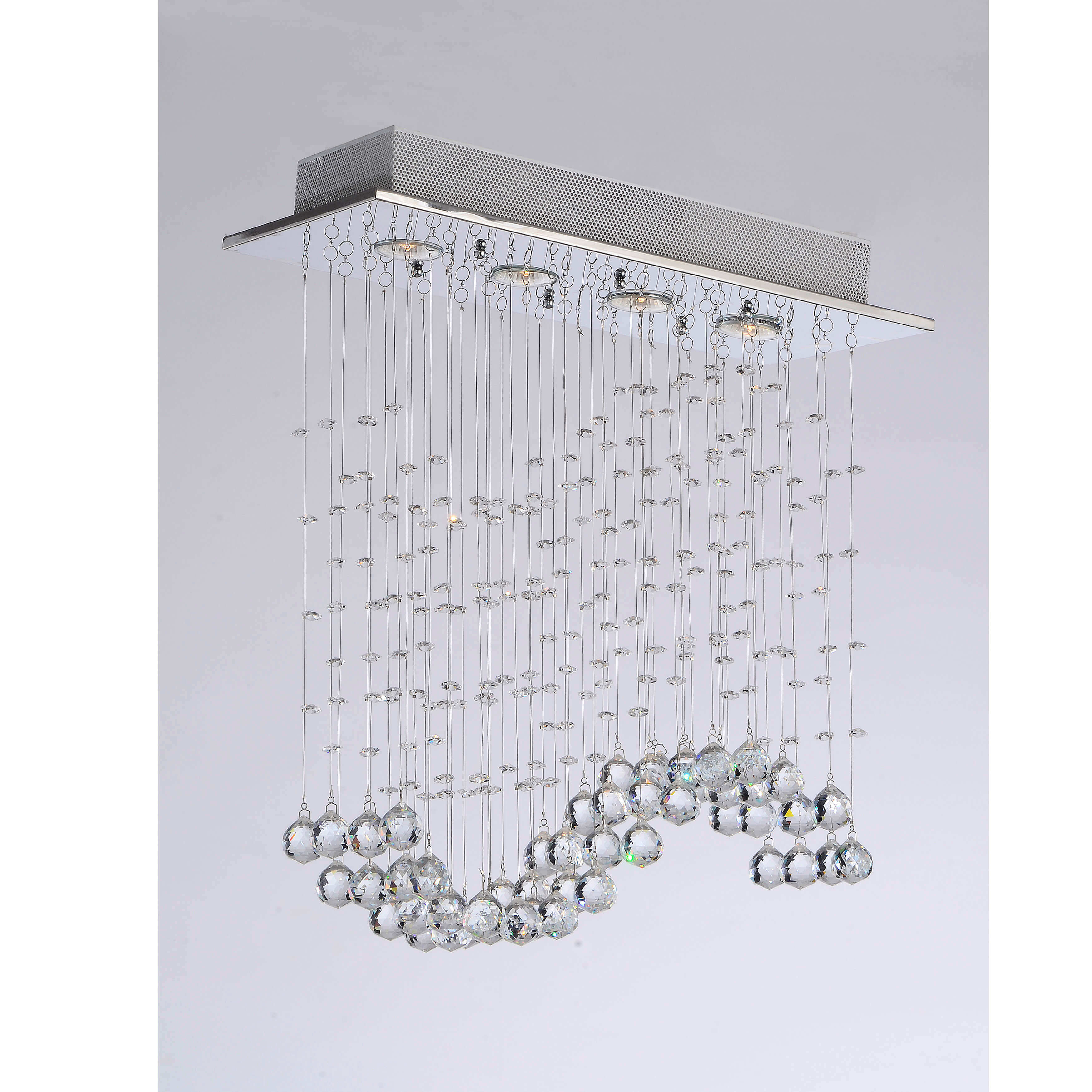 Crystal Wave 4-light Ceiling Chandelier - Chrome (Crystal, 4-light, Ceiling Chandelier) - Chandeliers For Bedrooms by Overstock.com