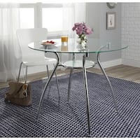 Porch & Den St. Paul Tempered Glass Chrome Round Dining Table